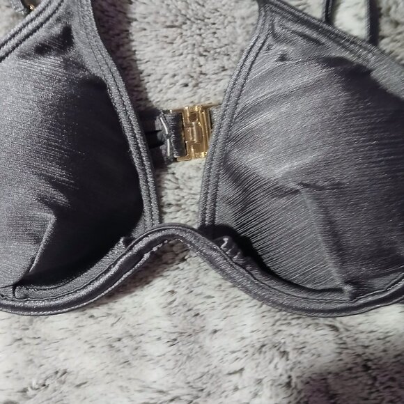 South Beach Women's High Shine Monowire Bikini Top Grey NWT SZ 4 - Picture 3 of 6